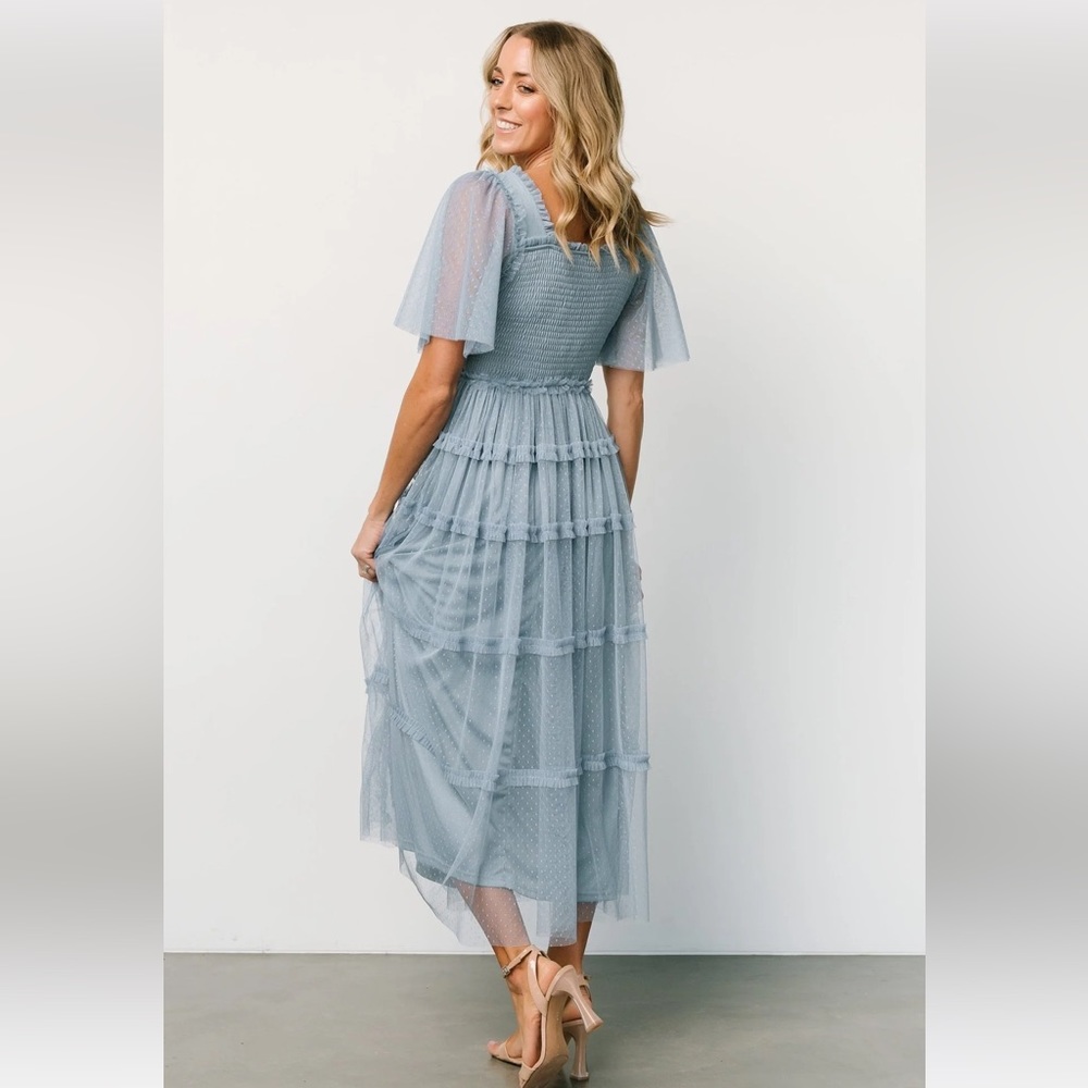 Baltic Born Bexley Tulle Midi Dress Dusty Blue Size Large